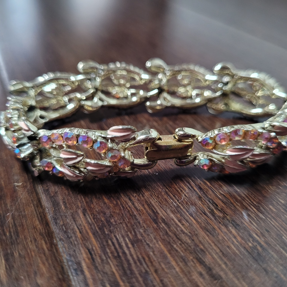 Elegant Gold and Pink Bracelet